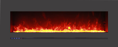 Sierra Flame WM-FML-48-5523-STL Linear Electric Fireplace with Deep Charcoal Colored Steel Surround