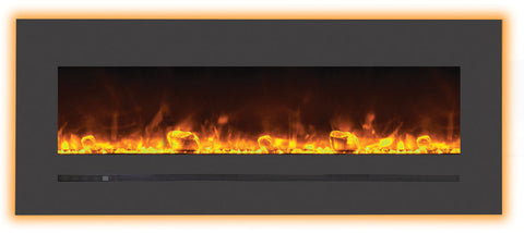 Sierra Flame WM-FML-48-5523-STL Linear Electric Fireplace with Deep Charcoal Colored Steel Surround