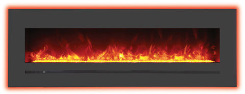 Sierra Flame 60" WM-FML-60-6623-STL Linear Electric Fireplace with Deep Charcoal Colored Steel Surround