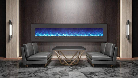 Sierra Flame 88" WM-FML-88-9623-STL 88" Linear Electric Fireplace