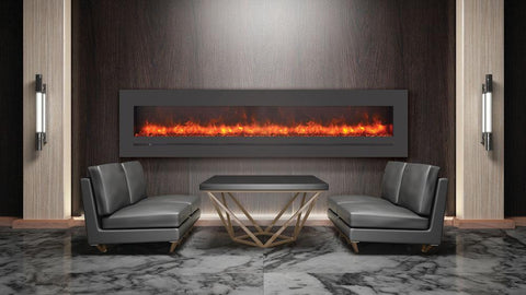 Sierra Flame 88" WM-FML-88-9623-STL 88" Linear Electric Fireplace