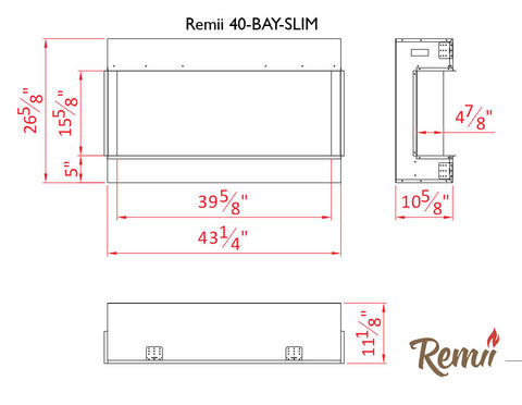 Remii 40-BAY-SLIM – 3 Sided Electric Fireplace