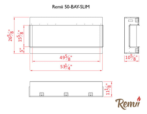 Remii 50-BAY-SLIM – 3 Sided Electric Fireplace