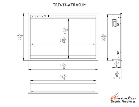 Amantii Traditional Xtraslim – 33 wide Electric Fireplace with a 3 Speed Motor, WiFi Capable and Programmable Remote