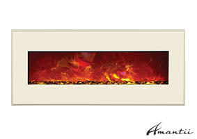 Amantii WM-BI-48-5823-WHTGLS Electric Fireplace w/ White Surround