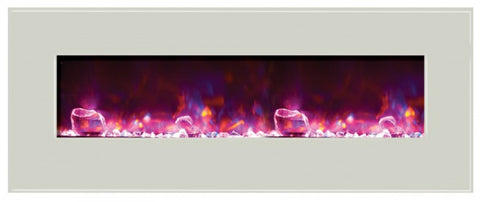 Amantii WM-BI-48-5823-WHTGLS Electric Fireplace w/ White Surround