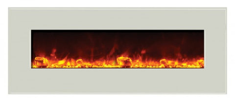 Amantii WM-BI-48-5823-WHTGLS Electric Fireplace w/ White Surround
