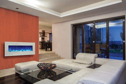 Amantii WM-BI-48-5823-WHTGLS Electric Fireplace w/ White Surround