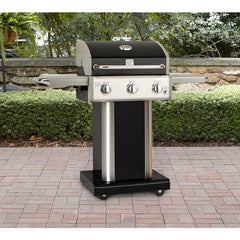Kenmore - 3 Burner Pedestal Grill with Foldable Side Shelves - BLACK