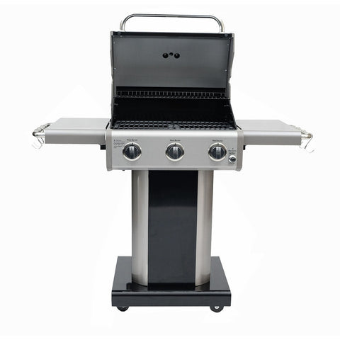 Kenmore - 3 Burner Pedestal Grill with Foldable Side Shelves - BLACK