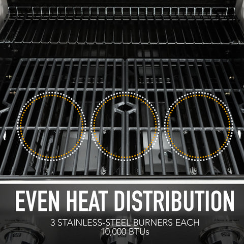 Kenmore - 3 Burner Pedestal Grill with Foldable Side Shelves - BLACK