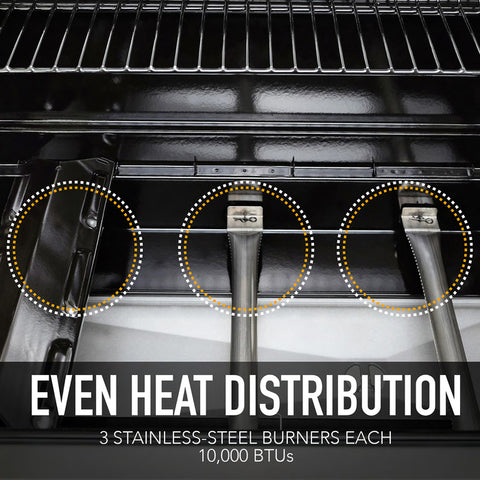 Kenmore - 3 Burner Pedestal Grill with Foldable Side Shelves - RED