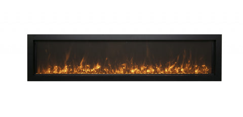 Amantii BI-50-XTRASLIM – 50″ Extra Slim Indoor or Outdoor Built-In only Electric Fireplace with black steel surround