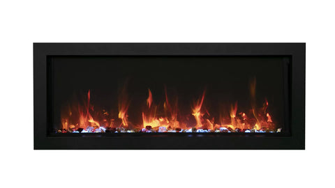 Amantii BI-50-XTRASLIM – 50″ Extra Slim Indoor or Outdoor Built-In only Electric Fireplace with black steel surround