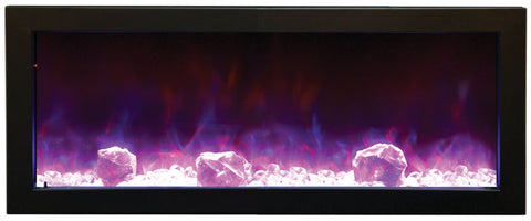 Remii 42in Basic clean-face electric built-in with glass, black steel surround
