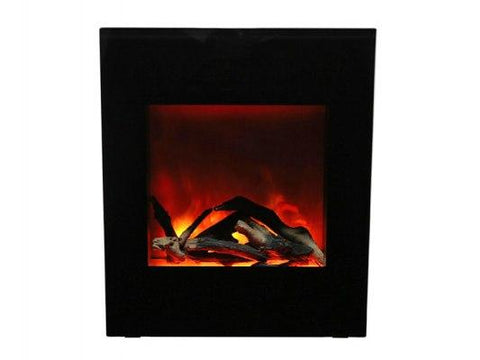 ZECL Electric Fireplace w/blk gls surround & 11 pce log set WM-BI-2428-VLR-BG