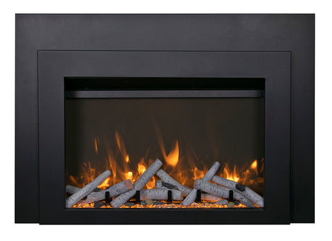 Sierra Flame 30in Electric Insert – Electric Fireplace Insert with Black Steel Surround INS-FM-30