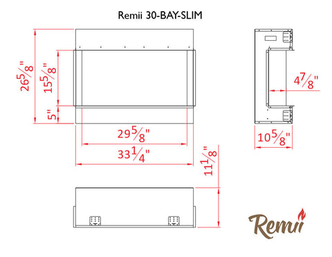 Remii 30-BAY-SLIM – 3 Sided Electric Fireplace
