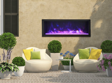 Remii 45" Deep Indoor or Outdoor Electric Fireplace Built-in only with black steel surround