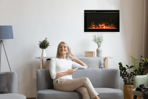 Amantii Traditional Xtraslim – 33 wide Electric Fireplace with a 3 Speed Motor, WiFi Capable and Programmable Remote