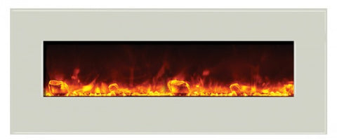 Amantii WM-BI-48-5823-WHTGLS Electric Fireplace w/ White Surround